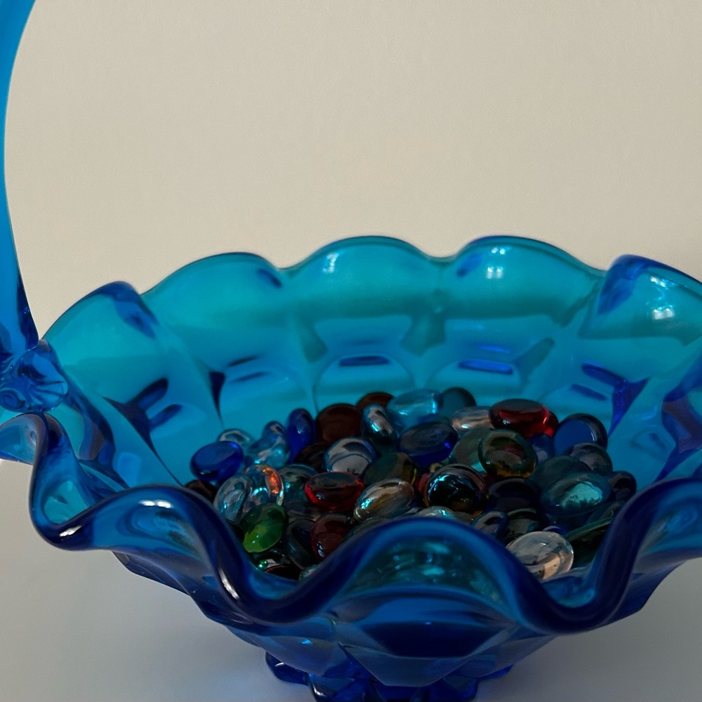 Elegant Blue Colbalt Glass Basket. Make An Offer!!
